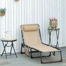 Outsunny Lounger Folding Reclining Camping Bed 5-position Adjustable Beige