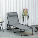 Outsunny Lounger Folding Reclining Camping Bed 5-position Adjustable Grey