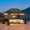 Outsunny 3.65 x 3(m) Aluminum Outdoor Gazebo w/ Hardtop Double Roof Sidewalls