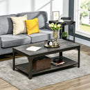HOMCOM Rustic Coffee Table, 2-Tier Centre Table W/ Storage and Steel Frame