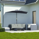 Outsunny 3 (m) Metal Frame Garden Furniture Parasol Half Round Umbrella