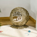 PawHut Wicker Cat Bed Elevated Rattan Kitten Basket Cozy Cave w/ Soft Cushion