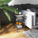 HOMCOM Storage Trolley Rolling Utility Cart with 4 Mesh Basket for Kitchen Black
