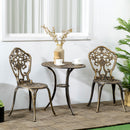 Outsunny 3 Piece Cast Aluminium Bistro Set w/ Parasol Hole for Balcony, Patio
