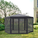 Outsunny Garden Hexagonal Gazebo Patio Outdoor Canopy Patio Party Tent Grey