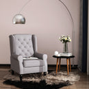 HOMCOM Accent Armchair Home Furniture Retro Tufted Club Wood Fabric Grey