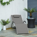 Outsunny Sun Lounge Recliner Lounge Chair Design Ergonomic w/ Pillow Khaki