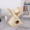 PawHut Plush Folding Cat Tree Play Rest Activity Tower w/ Scratching Post Yellow