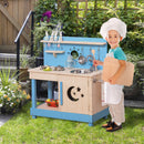 Outsunny Kids Kitchen Role Play Set with Pots and Pans Storage Shelf for 3+