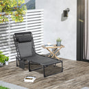 Outsunny Lounger Folding Reclining Camping Bed 5-position Adjustable Black