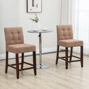 HOMCOM Modern Fabric Bar Stools Set of 2 Bar Chairs with Back Wood Legs Brown