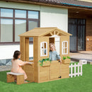 Outsunny Wooden Outdoor Playhouse w/ Door Windows Bench for Kids Children