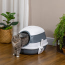PawHut Foldable Cat Litter Tray Hooded Cat Litter Box w/ High Side, Entrance