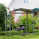 Outsunny BBQ Patio Canopy Gazebo with Interlaced Polycarbonate Roof 2 Shelves