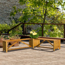 Outsunny Wooden Garden Corner Bench with Planter, Garden Bench Seat for Patio