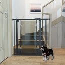 PawHut 76-92cm Adjustable Pressure Fit Pet Safety Gate Dog Barrier, Black