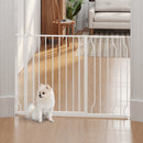 PawHut Dog Gate Wide Stair Gate w/ Door Pressure Fit, 75-115W cm, White