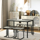 HOMCOM Dining Table Set, Concrete Effect  Table and Chairs for 4 People, Grey