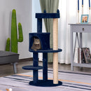 PawHut 4 Tiers 104cm Cat Tree w/ Scratching Posts Perches  Hanging Ball, Blue