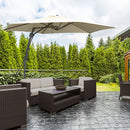 Outsunny 3m Cantilever Parasol with Easy Lever Crank Handle 6 Metal Ribs White