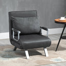 HOMCOM Sofa Bed Foldable Portable Armchair Sleeper Lounge with Pillow Dark Grey