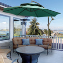 Outsunny 2.7m Cantilever Banana Parasol Outdoor Sun Shade w/ Crank, Green