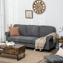 HOMCOM 3 Seater Sofas Fabric Couch with Nailhead Trim and Cushions Grey