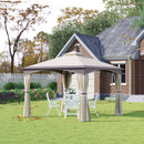 Outsunny 10' x 12'/3(m)x3(m) Steel Fabric  Patio Gazebo Vented Roof w/Mesh Sidewall