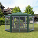 Outsunny Garden Hexagonal Gazebo Patio Outdoor Canopy Patio Party Tent Green