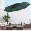 Outsunny Cantilever Roma Parasol 360° Rotation w/ Hand Crank & Base, Green