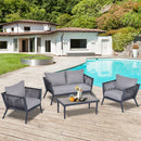 Outsunny 4 PCs Rattan Wicker Sofa Set Outdoor Conservatory Furniture Patio