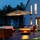 Outsunny 3(m) LED Cantilever Parasol Outdoor with Base Solar Lights Brown