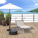 Outsunny Outdoor Lounger Fold 180° Reclining Chair w/ Adjustable Canopy Beige