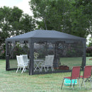 Outsunny 4 m x 3 m  Gazebo Party Tent Outdoor Tent w/ Mesh Sidewalls Dark Grey