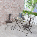 Outsunny 3-Piece Patio Bistro Set w/ Mosaic Round Table and 2 Armless Chairs