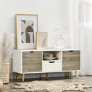 HOMCOM TV Cabinet Entertainment Centre w/ Storage Cabinet and Drawer, Grey