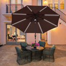 Outsunny 2.7m Garden Parasol Summer Shelter w/ LED Solar Light Crank Tilt Coffee
