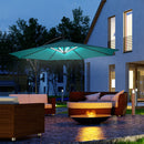 Outsunny 3(m) LED Patio Banana Umbrella Cantilever Parasol w/ Crank, Green