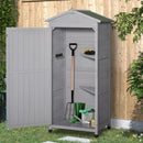 Outsunny 74x55x155cm Garden Storage Shed Cabinet 2 Shelves Hooks Lock Grey
