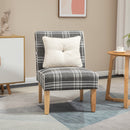 HOMCOM Dining Chair Linen-Touch Fabric Kitchen Chair W/ Rubber Wood Legs Grey