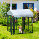 PawHut Outdoor Dog Kennel, Metal Dog Run with Canopy, 120 x 120 x 138cm