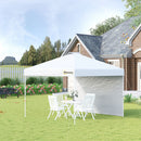 Outsunny 3x3(M) Pop Up Gazebo Canopy Tent w/ 1 Sidewall Carrying Bag White