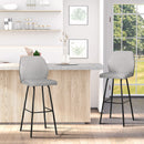 HOMCOM Bar Stools Set of 2, Upholstered Kitchen Stools with Back, Footrest