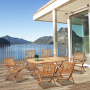 Outsunny 7 Piece Wooden Garden Furniture Set Folding Dining Table and Armchair