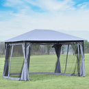 Outsunny 4 x 3(m) Outdoor Gazebo Canopy Pavilion w/ Curtains Netting Sidewalls