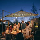 Outsunny 3m Solar LED Cantilever Parasol Adjustable Garden Umbrella Khaki