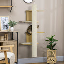 PawHut Four-Layer Cat Shelf Wall-Mounted Cat Tree w/ Cushions, Scratching Board