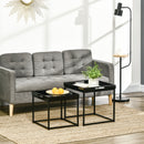 HOMCOM Coffee Table Set of 2 High Gloss Nest of Tables with Steel Frame, Black