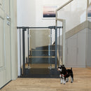 PawHut 76-82 cm Adjustable Pressure Fit Pet Safety Gate Dog Barrier, Black