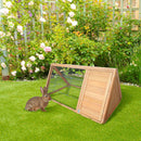 PawHut Wooden Rabbit Hutch Triangle Bunny Ferret Cage Guinea Pig Run Yellow